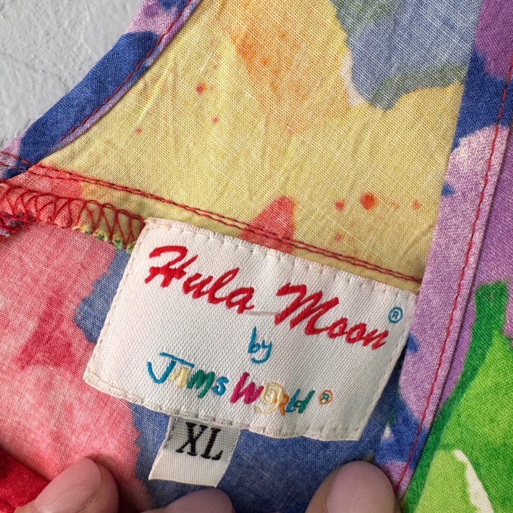 Hula Moon Jams World Floral Sundress Colorful Sleeveless Midi‎ Dress XL - Picture 7 of 7
